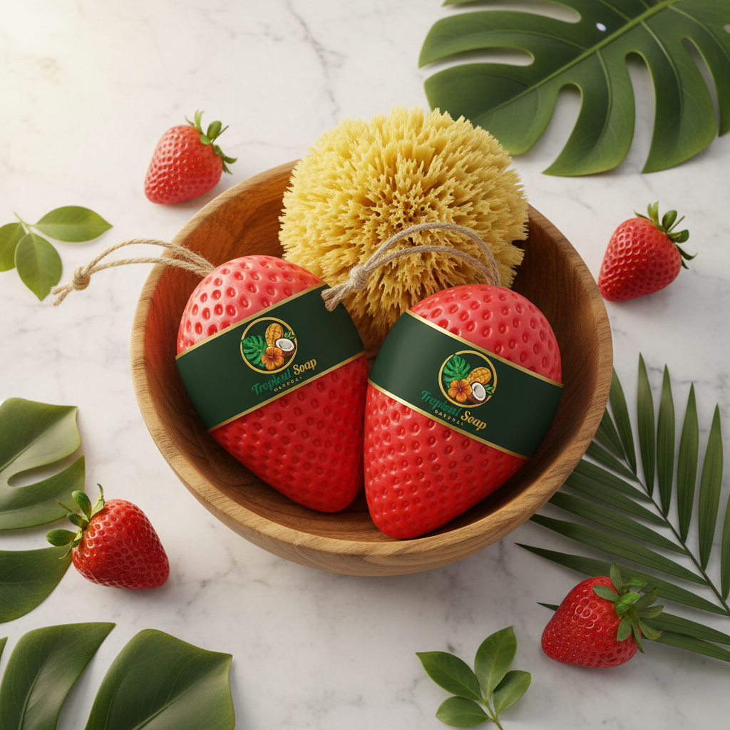 Savon fraise - bol bois